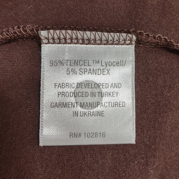 Garnet Hill brown pleated neck long sleeve shirt blouse ladies size Large - Picture 7 of 7